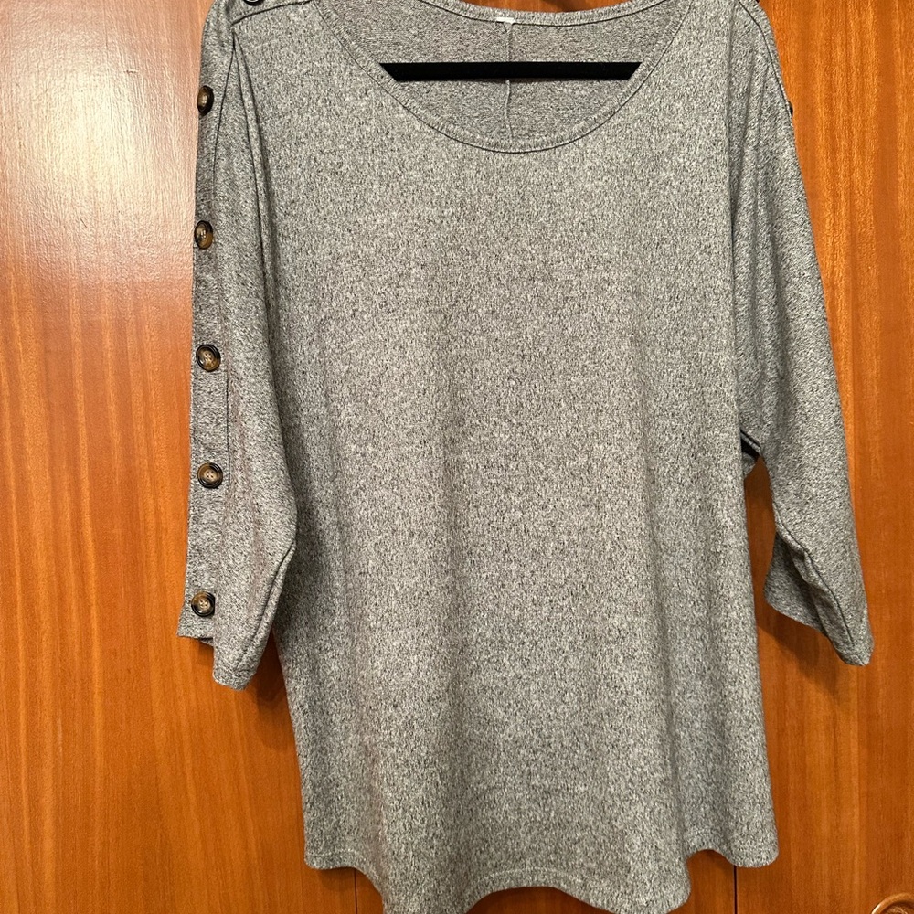 Soft, Gray Button-Detail Women's Top